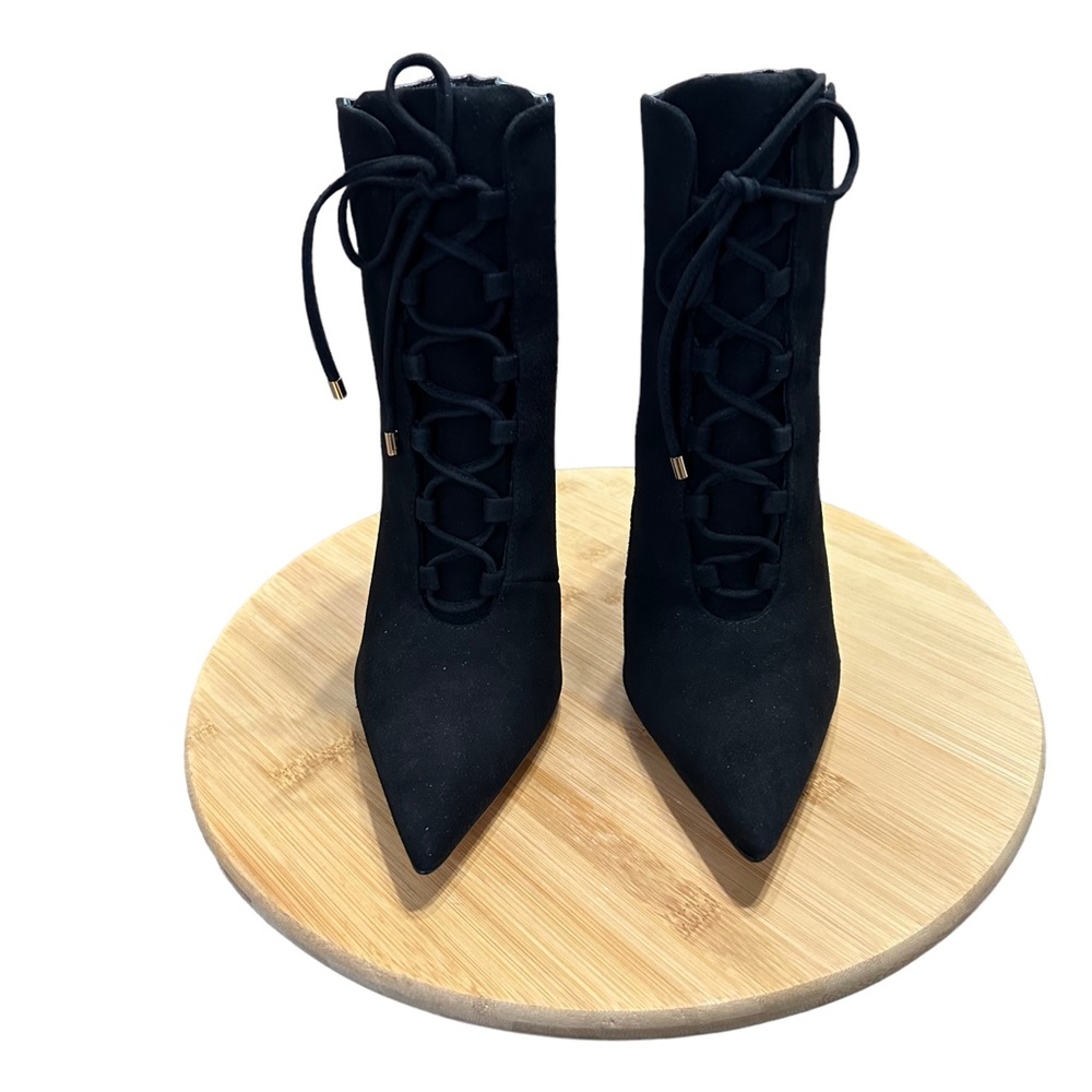 Good American Women’s Scandal Bootie Size 5.5 combat Lace Up Lace Pointe…